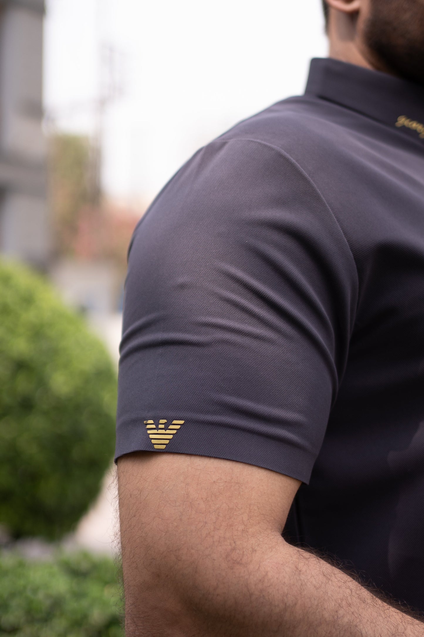 ITALIAN TEXTURED STITCHLESS POLO SHIRT LVPS CHARCOAL GRAY