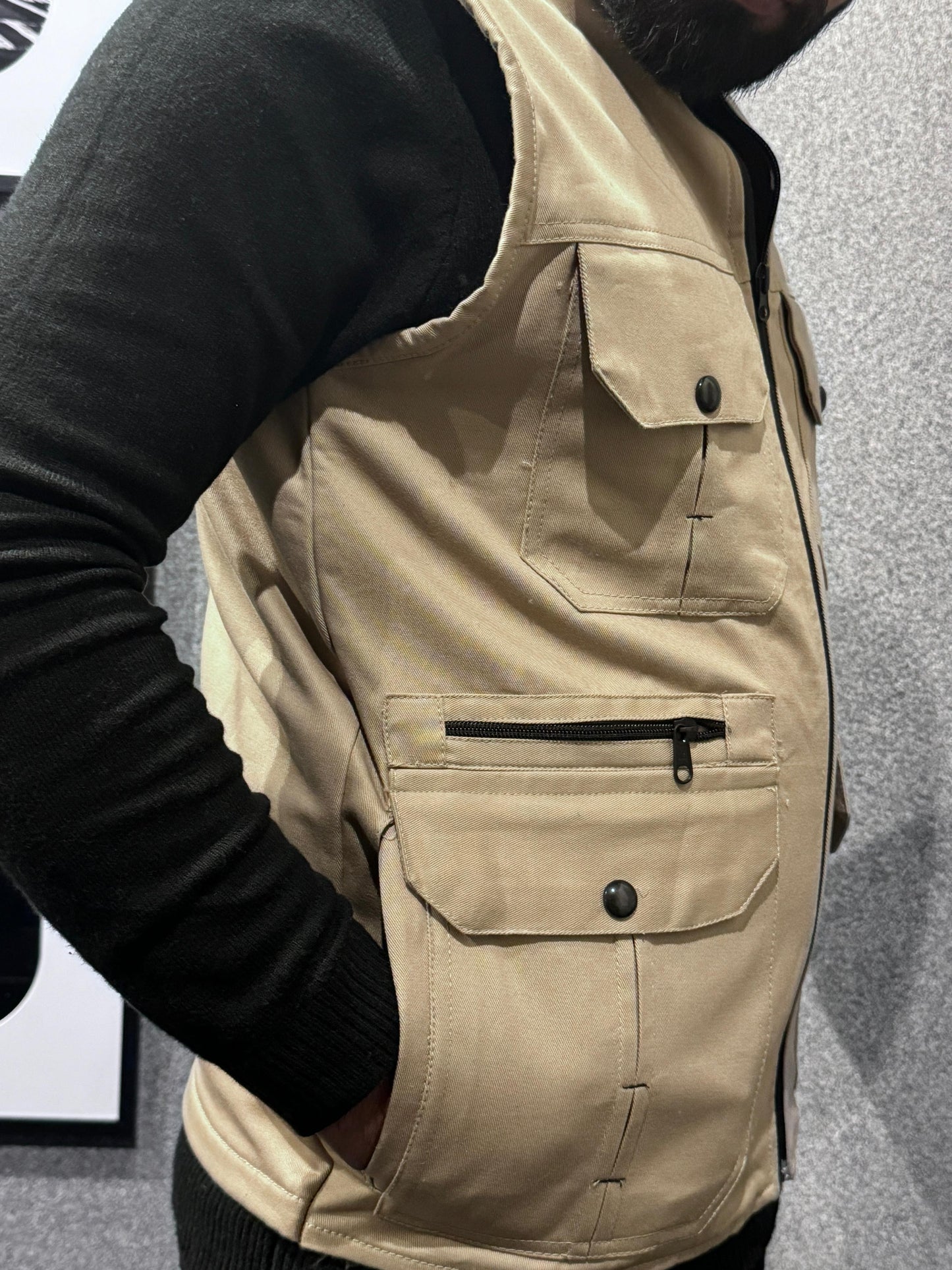 LV Men's Premium Cotton Jeans Sleeveless Skin Stylish Jacket LV#TJJ04