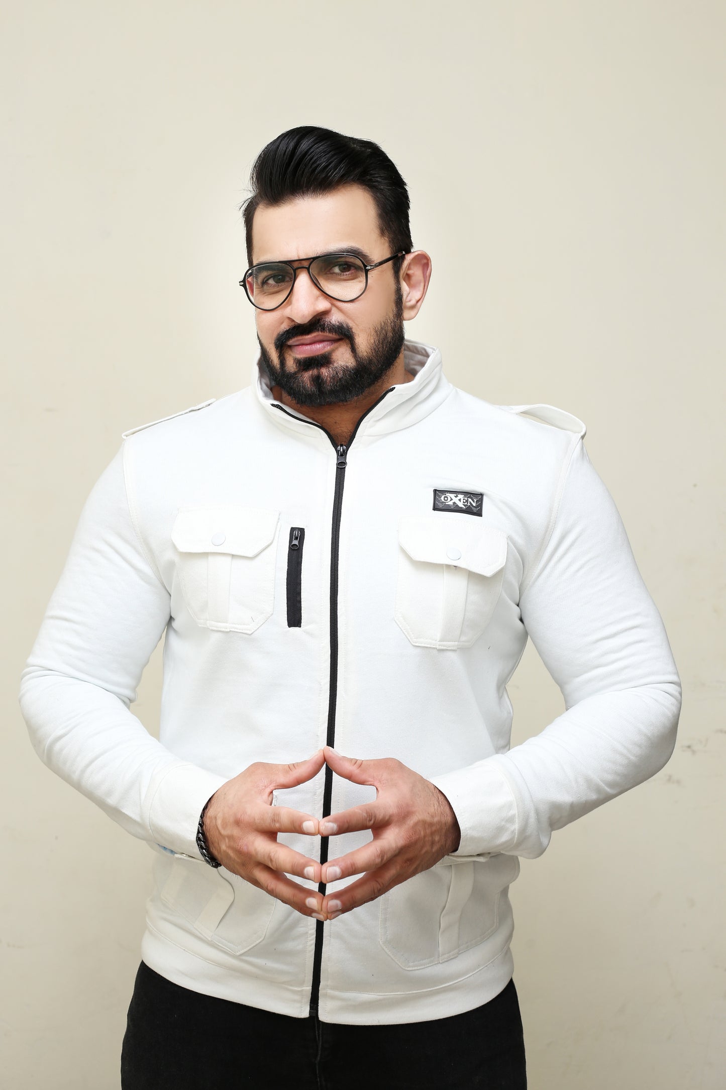 Premium Four Pocket Full Sleeve White Jacket # 07