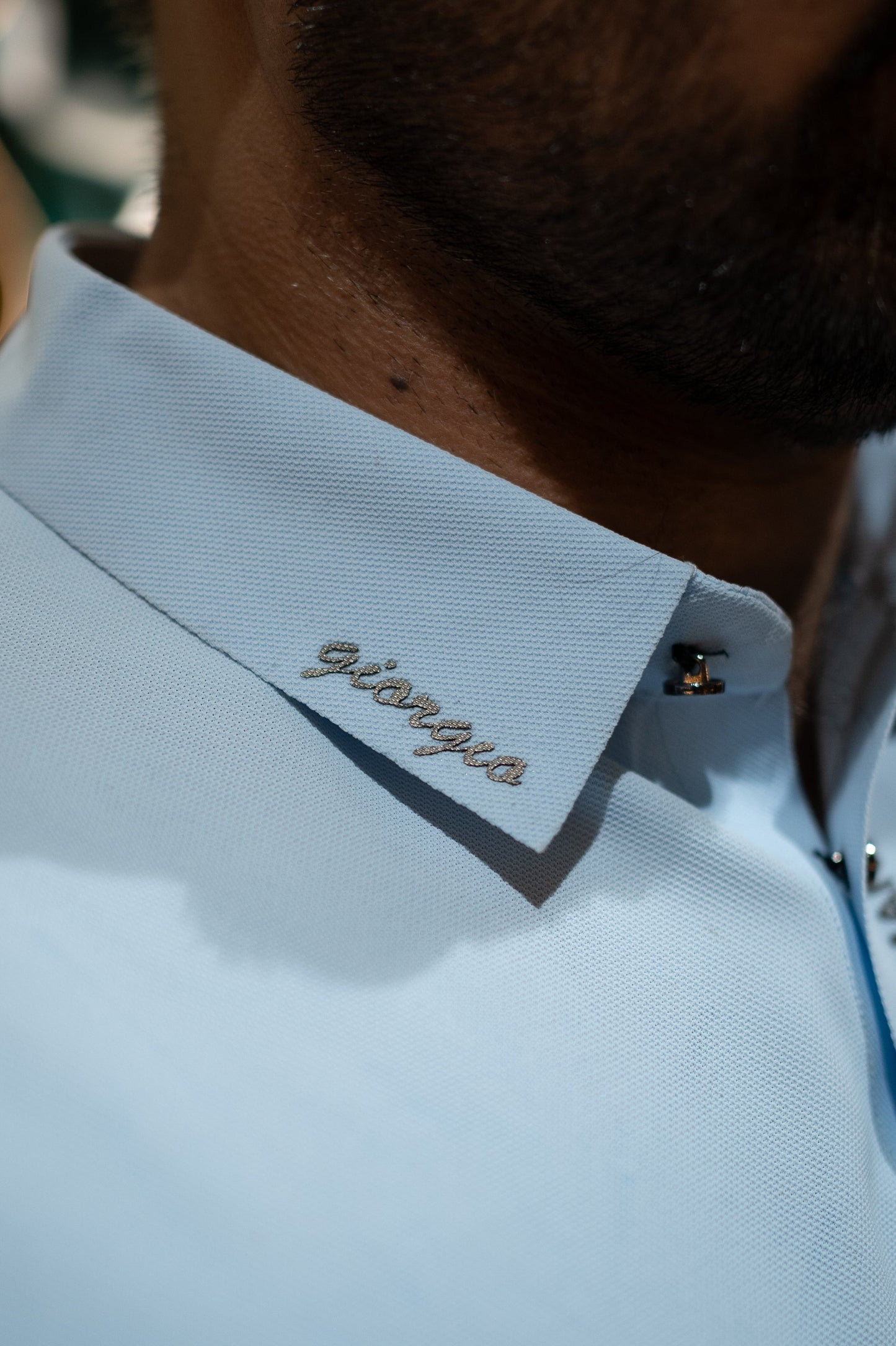 ITALIAN TEXTURED STITCHLESS POLO SHIRT LVPS-04 LIGHT SKY BLUE