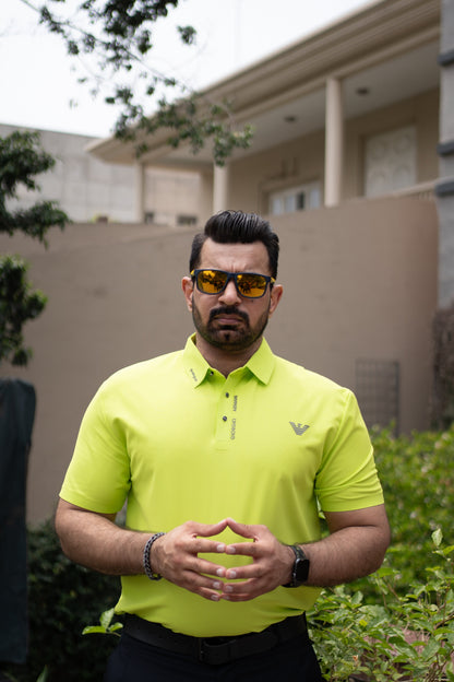 ITALIAN TEXTURED STITCHLESS POLO SHIRT LVPS-14 FLUORESCENT GREEN