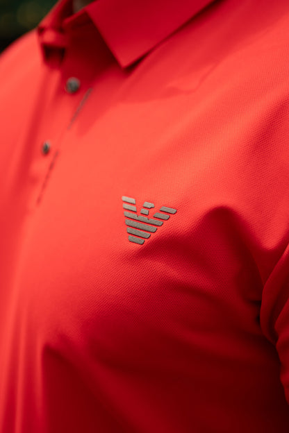 ITALIAN TEXTURED STITCHLESS POLO SHIRT LVPS-05 ACTIVE RED