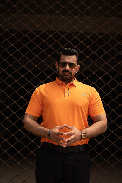 ITALIAN TEXTURED STITCHLESS POLO SHIRT LVPS ACTIVE ORANGE