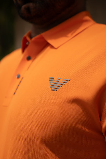 ITALIAN TEXTURED STITCHLESS POLO SHIRT LVPS ACTIVE ORANGE
