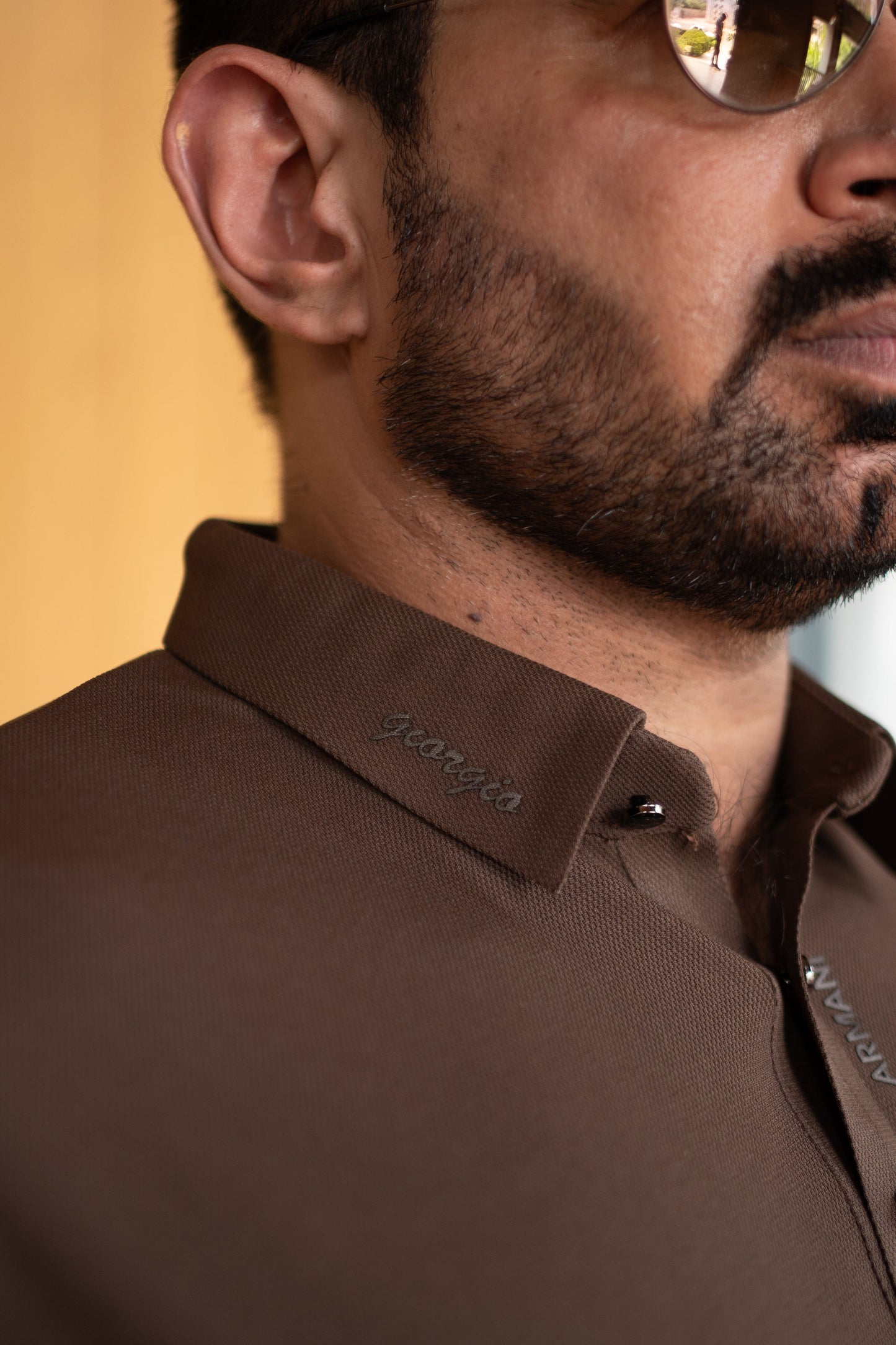 ITALIAN TEXTURED STITCHLESS POLO SHIRT LVPS-010 BROWN