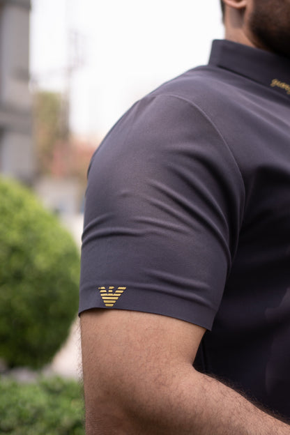 ITALIAN TEXTURED STITCHLESS POLO SHIRT LVPS CHARCOAL GRAY