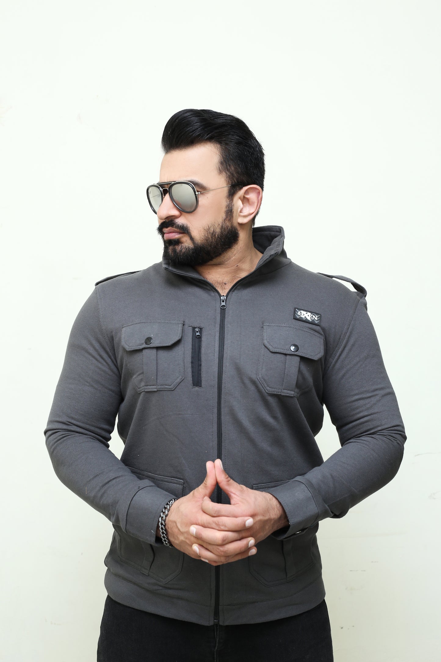 Premium Four Pocket Full Sleeve Grey Jacket # 05