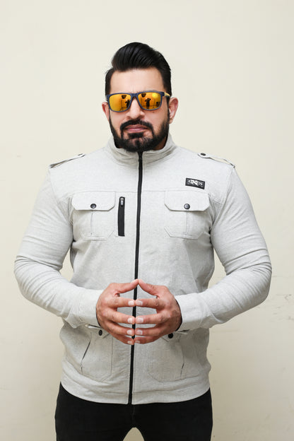 Premium Four Pocket Full Sleeve Haider Grey Jacket # 06