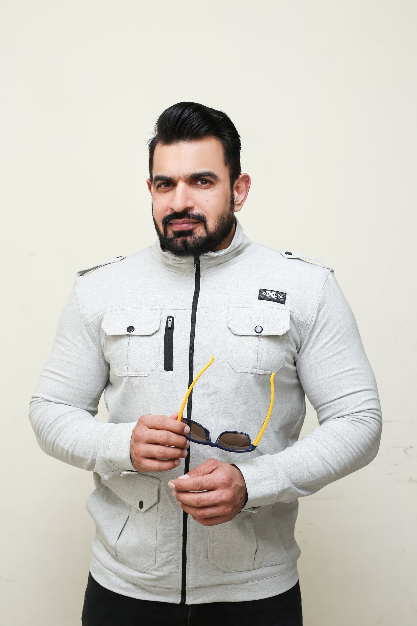 Premium Four Pocket Full Sleeve Haider Grey Jacket # 06