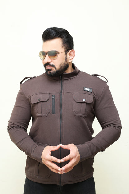 Premium Four Pocket Full Sleeve Brown Jacket # 03