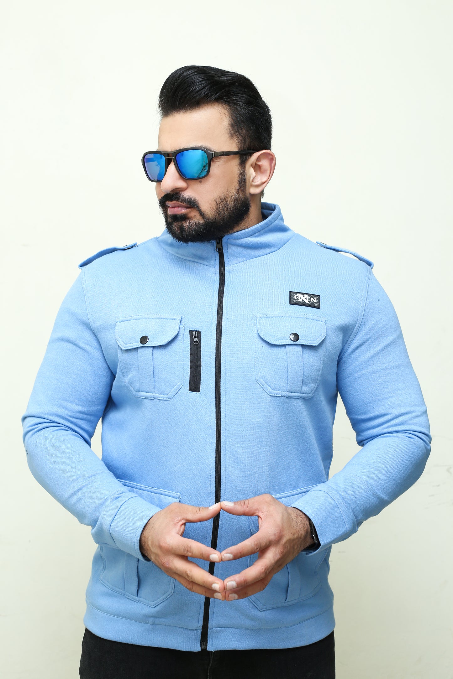 Premium Four Pocket Full Sleeve Sky Blue Jacket # 02