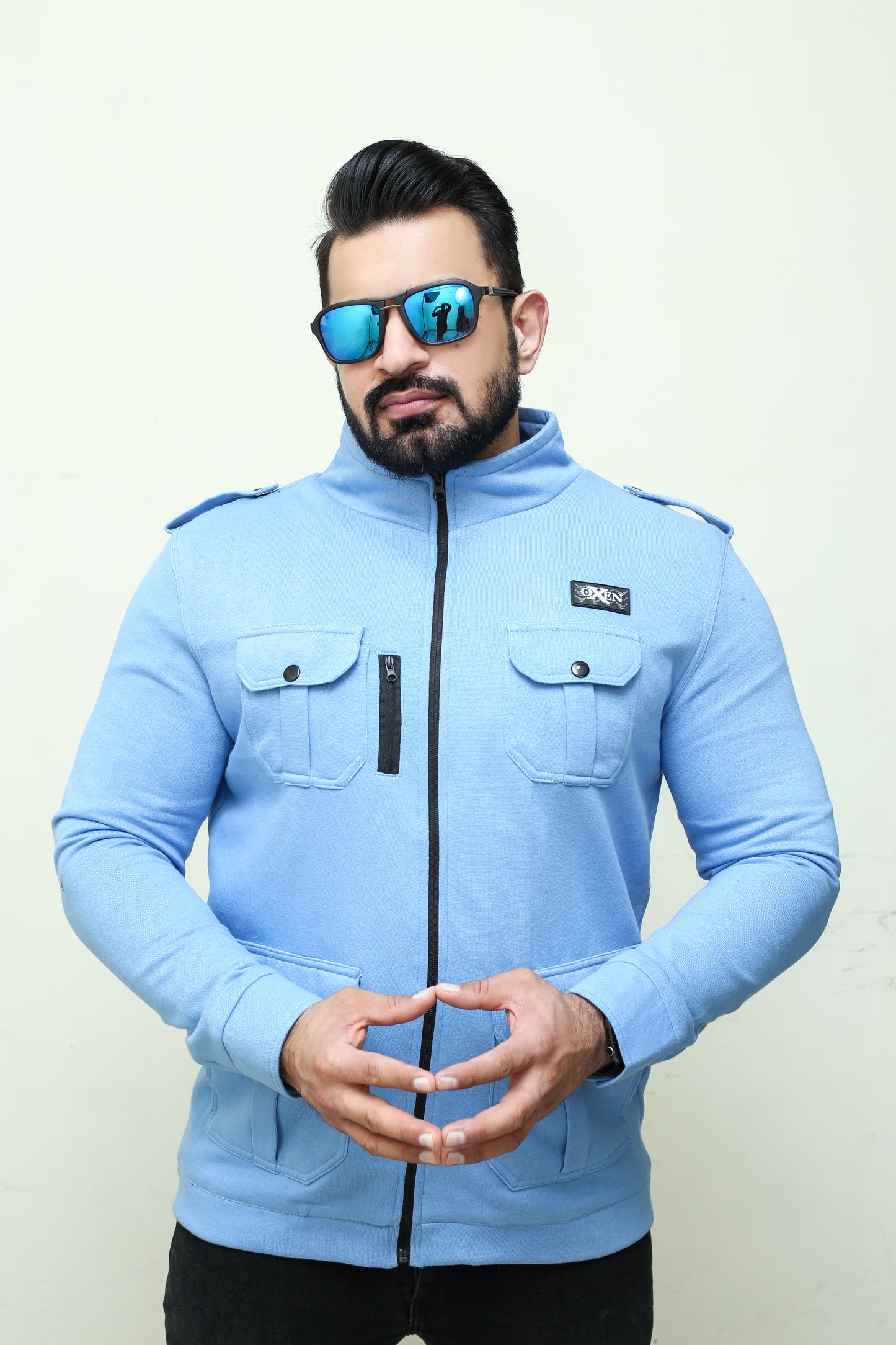 Premium Four Pocket Full Sleeve Sky Blue Jacket # 02