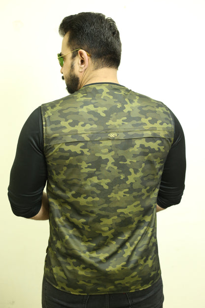 Premium Italian Textured fabrics Army Green Camouflage  Sidu Four Pocket Jacket SDJkt-21