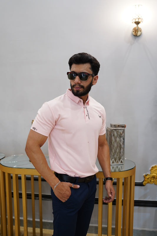 Italian textured seam less Polo Shirts OXT # 01 Peach