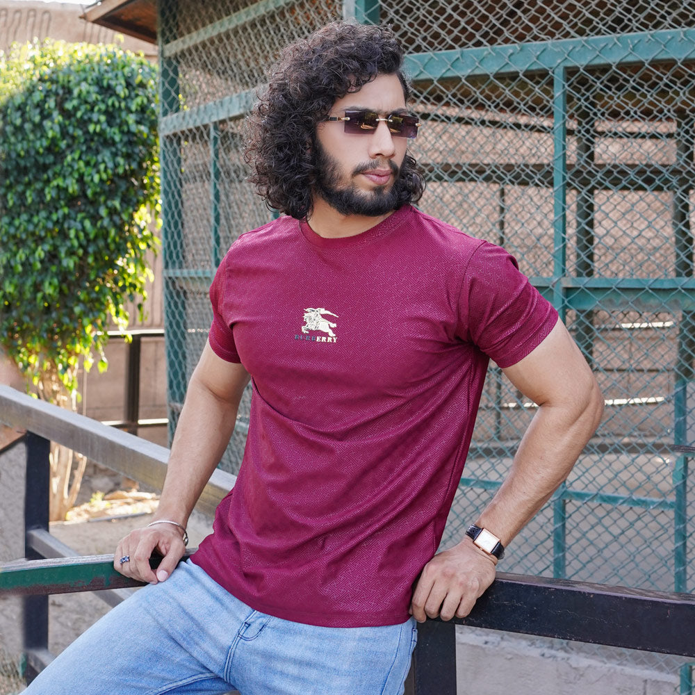 Barbry embossed Designer Slim fit T Shirts