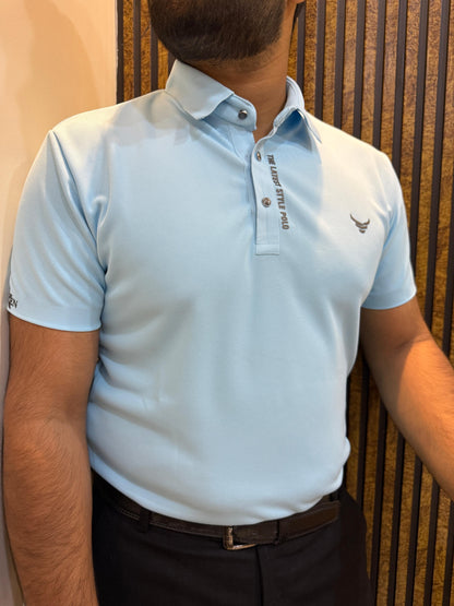 Italian textured seam less Polo Shirts OXT # 12 Sky