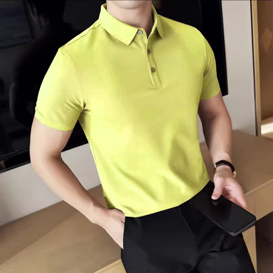 MEN'S IMPORTED LEMON YELLOW  SEAMLESS 4 WAY LYCRA SHIRT LLS-6