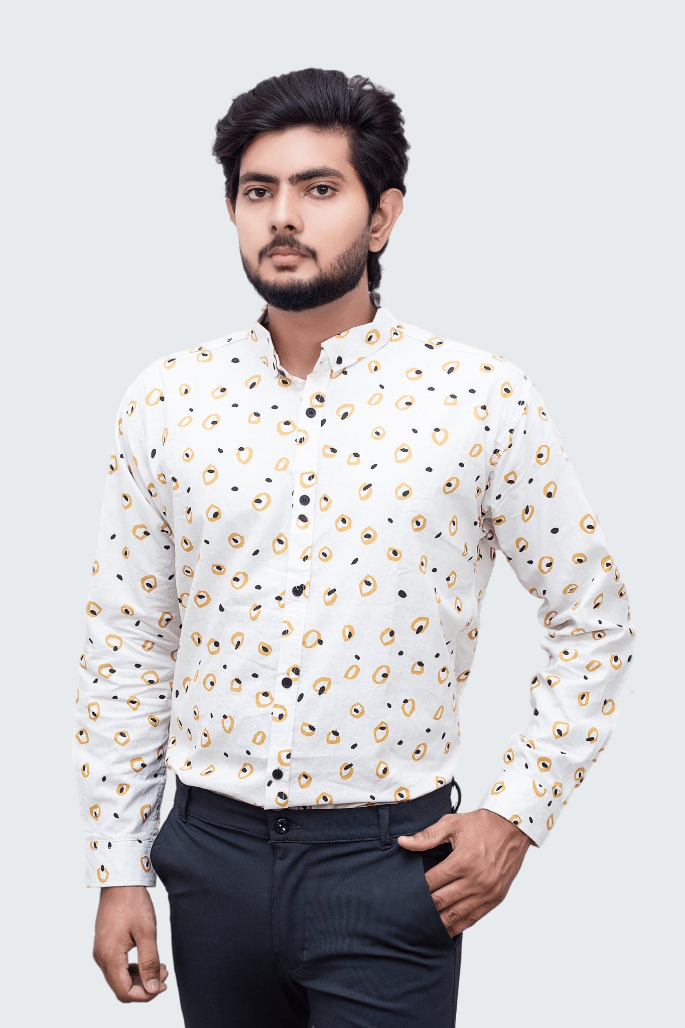 Oxen Men's Printed Casual Shirt Circles-SW#015